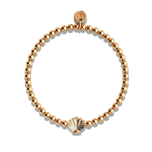Plage | Or rose 18 carats | Bracelet à breloques en cristal et coquillage
